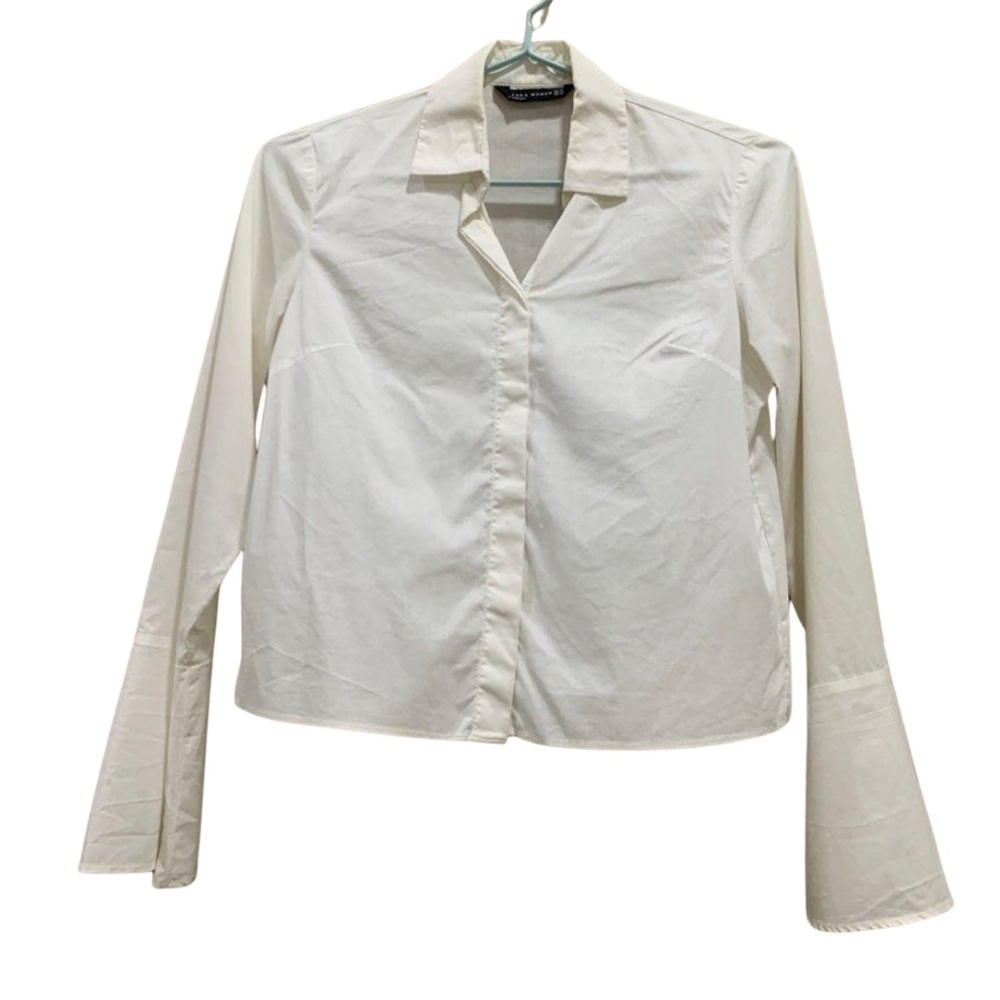 Zara Cotton-Blend Button Down Shirt